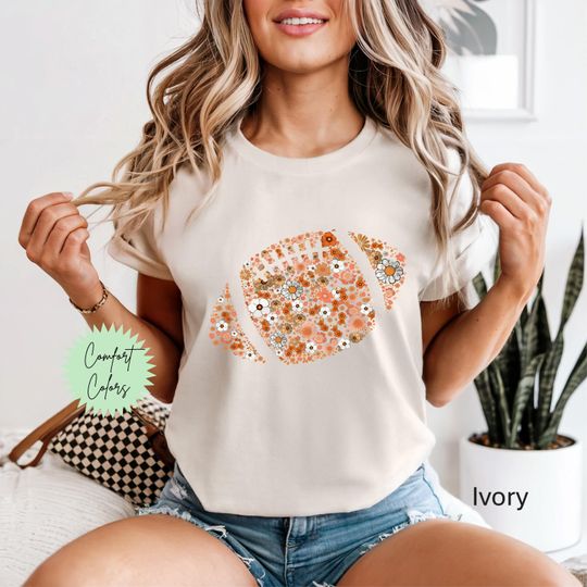 Discover Floral Football Shirt, Coquette Football, Cute Football Shirt, Gameday Shirt, Coquette Shirt, Football girlfriend, Football Season