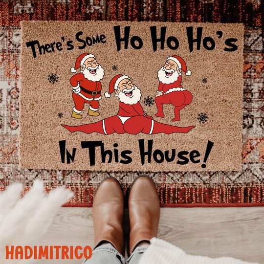 Discover Funny Santa Ho Ho Hos Doormat, Christmas Humor Doormat, Naughty Santa Claus Holiday Doormat, Xmas Front Porch Doormat, Entryway Doormat
