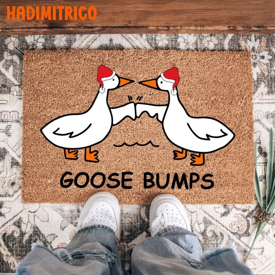Discover Goose Bumps Door Mat, Funny Christmas Doormat with Geese, Holiday Welcome Mat, Cute Winter Entryway Rug, Farmhouse Xmas Porch Decor