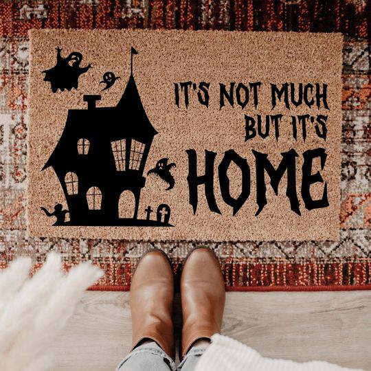 Discover Haunted House Halloween Doormat, Its Not Much But Its Home Mat, Spooky Cute Entry Rug, Funny Ghost Welcome Mat, Halloween Porch Decor