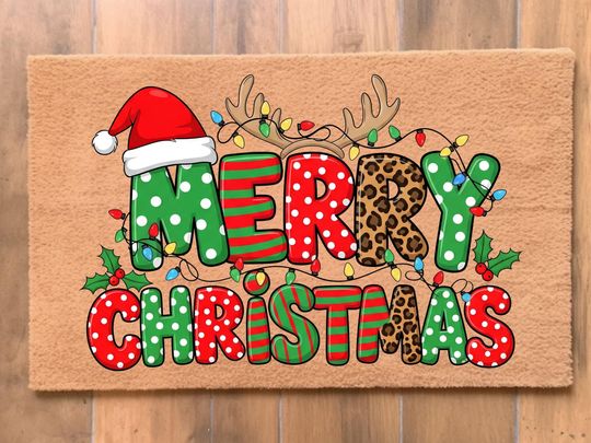 Discover Merry Christmas Doormat, Merry Christmas, Welcome Christmas Holiday Doormat, Holiday Decor, Holiday Doormat, Gift, Christmas Gift Door Mat