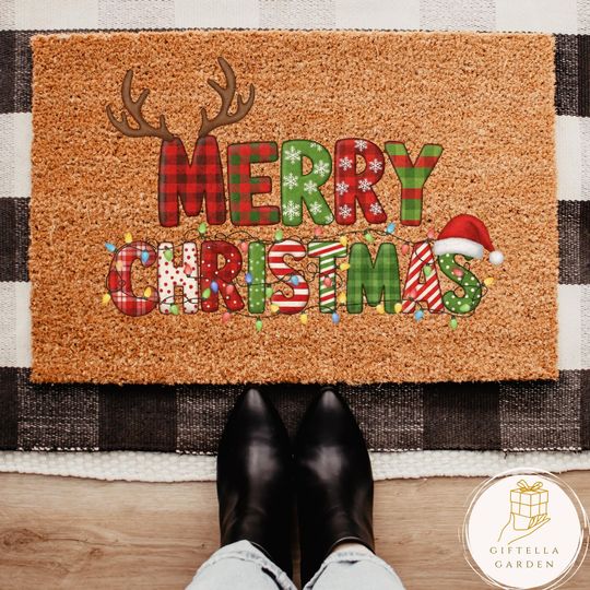 Discover Merry Christmas Lights Doormat, Christmas Decor, Christmas Doormat, Holiday Decor, Holiday Doormat, Gift,Christmas Gift Door Mat Outdoor Mat