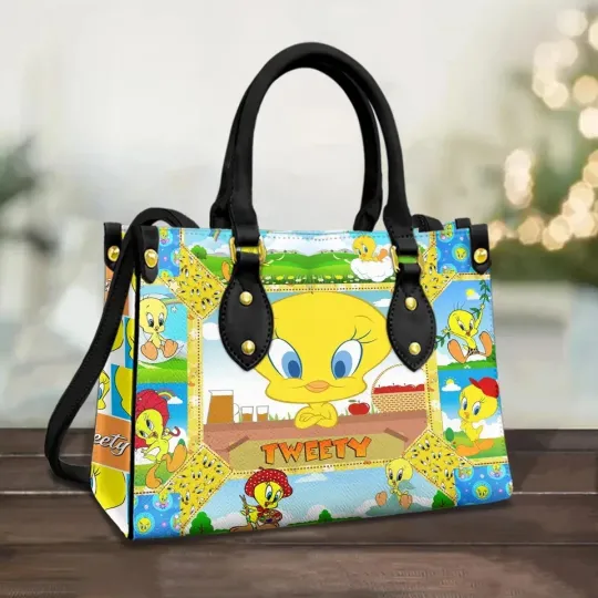 Personalized Tweety Bird Leather Handbag, Disney Gift Handbag