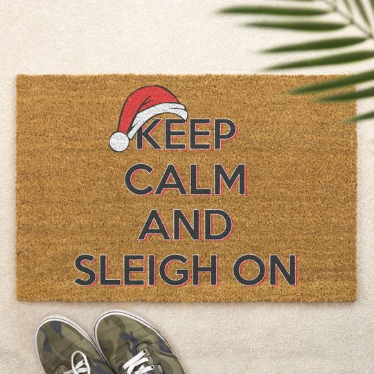 Discover Keep Calm and Sleigh On Brush Door Mat Front Doormat Christmas Decor Gift Xmas Doormat Festive Gift Holidays