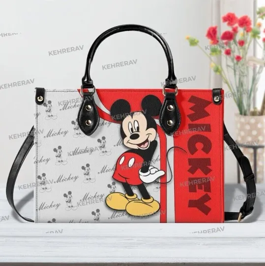 Discover Mickey Cute Leather bag Handbag, Mickey Lover's Handbag, Custom Leather Handbag