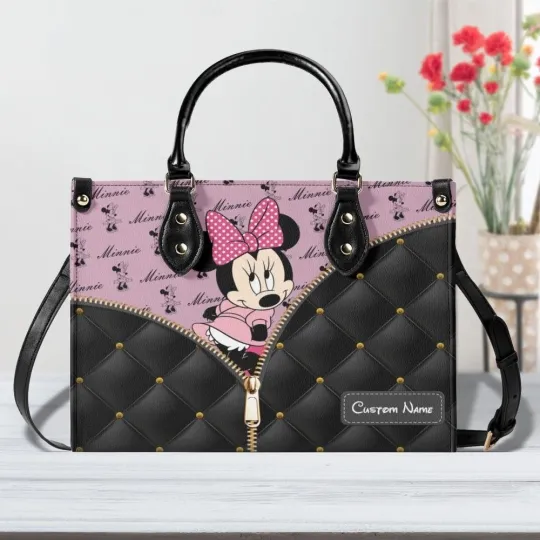 Discover Custom name Minnie Leather bag Handbag, Custom Leather Bag, Woman Handbag