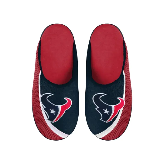 Discover Houston Football Team Texans Big Logo Color Edge Slippers, Gift for Fan