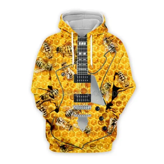 Discover Guitar art Musical Bee Casual Women Men 3D Print Hoodies Pullovear Sweatshirts