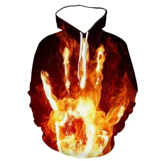 Discover Casual Women Men 3D Print Hoodies Pullovear Sweatshirts Flame palm Sportswear