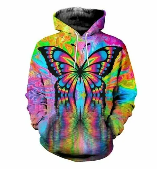 Discover Psychedelic butterfly Casual Women Men 3D Print Hoodies Pullovear Sweatshirts