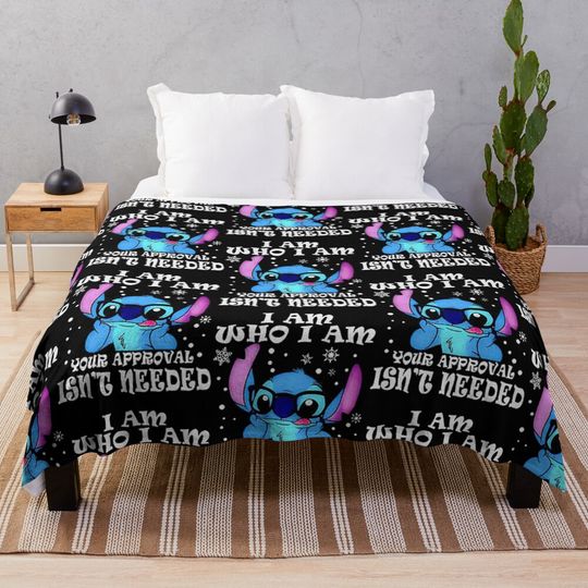 I Am Who I Am Your Approval Isnt Needed Glasses Stitch Christmas Funny  Throw Blanket