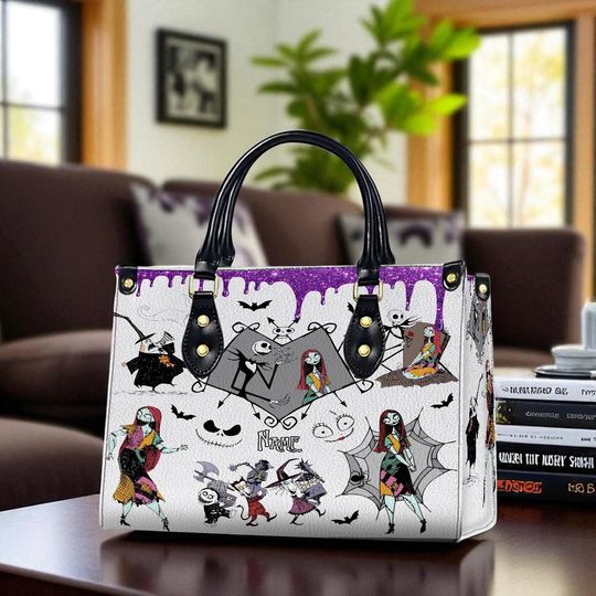 Discover Personalized Jack Skellington And Sally Leather Bag, Halloween Shoulder Bag