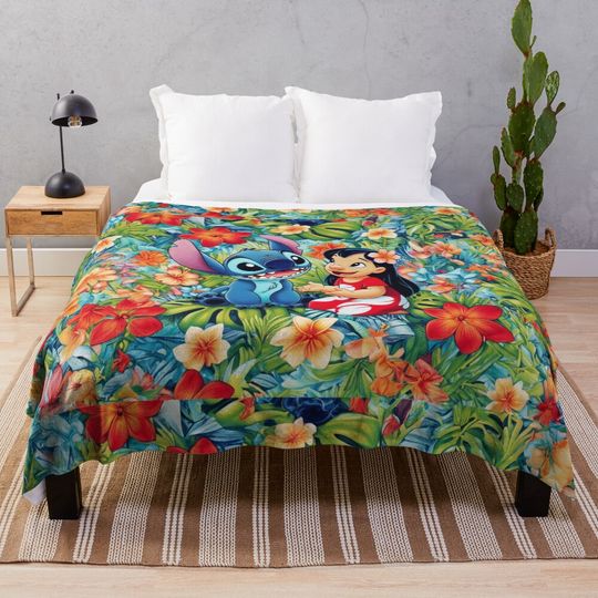 Discover Stitch Cozy Throw Blanket – Ultra Soft Plush Cartoon Alien Cover