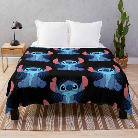 Lilo and Stitch Holiday Throw Blanket – Christmas Cartoon Cozy Plush