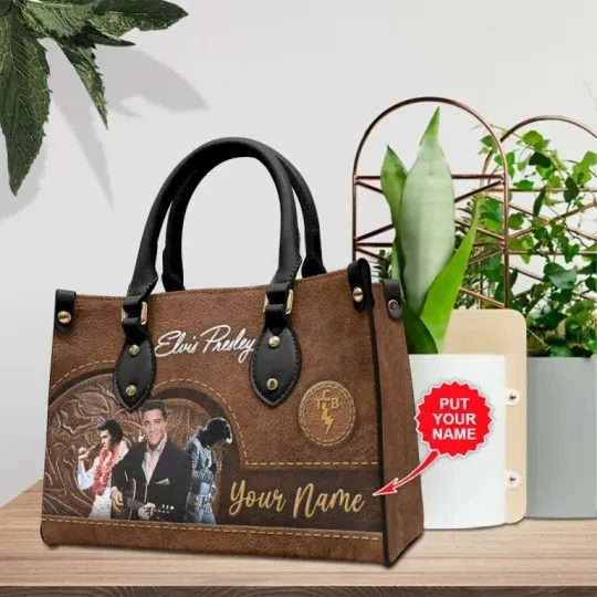 Discover Personalized Elvis Presley Handbag, Women Leather Handbag, Music Lover Bag