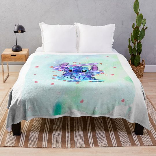 Discover Adorable Lilo and Stitch Throw Blanket – Cozy Plush Cartoon Alien Gift