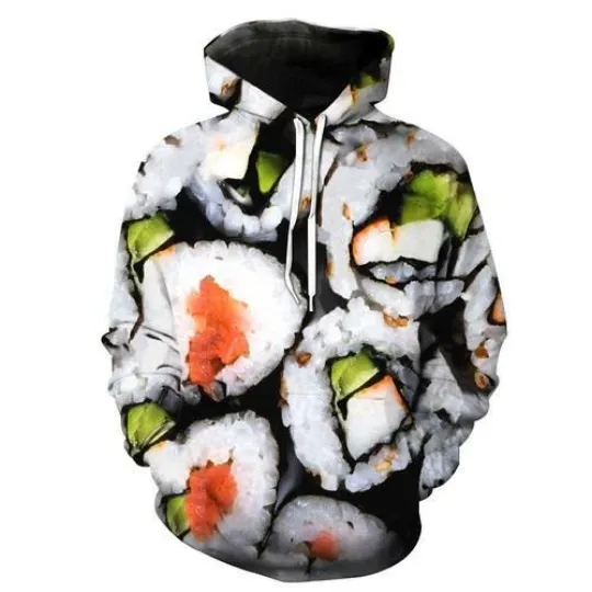 Discover Japanese Food Sushi 3D Print Hoodie Casual Unisex Sweatshirt