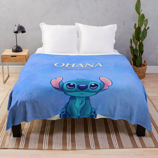Discover Ohana Means Family Lilo and Stitch Throw Blanket – Cute Cozy Plush