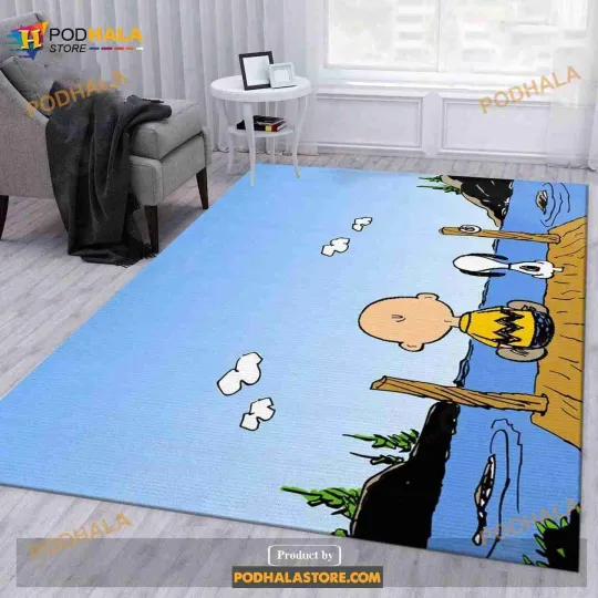 Discover Snoopy And Charlie Brown Area Rug Bedroom Rug Family Gift Us Decor
