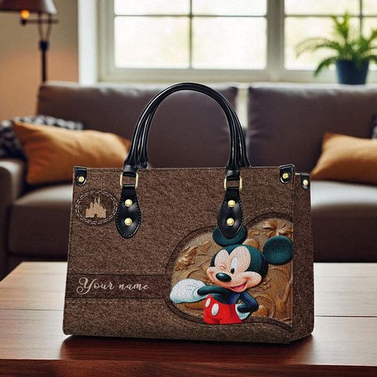 Discover Custom Mickey Mouse Disney Cartoon Leather Handbag, Mickey Lover's Handbag, Mickey Woman Bag