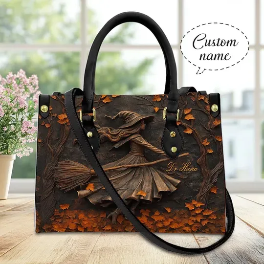 Witch Leather Handbag, Spooky Halloween Bag