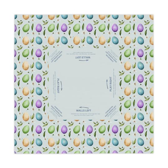 Discover Mahjong Tablecloth, Easter Eggs, Game Night Hostess Gift, Floral Lattice Pattern 55x55, Beginner Friendly Instructions, Table Cover