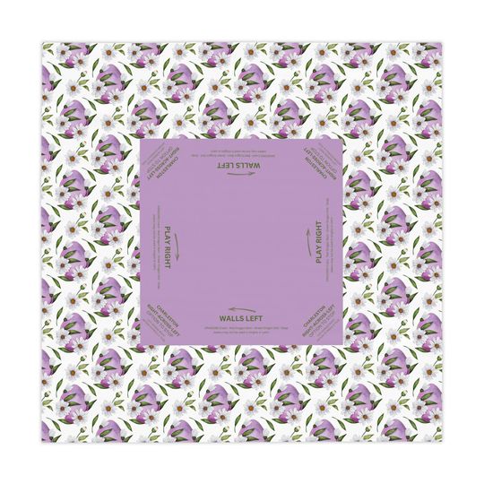 Discover Mahjong Tablecloth, Purple Eggs, Easter Game Night Hostess Gift, Floral Lattice Pattern 55x55, Beginner Friendly Instructions, Table Cover