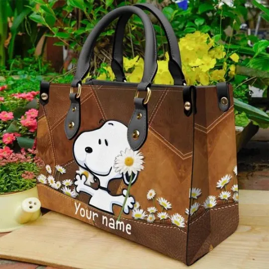 Discover PS Dog Leather Handbag, White Dog Personalized Leather Handbag, PS Dog Handbags