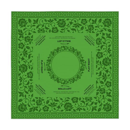Discover Green Floral MAHJONG Tablecloth, Mahjong Instructions,Tablecloth Size 55 x 55, Mahjong with Rules, beginners, Saint Patrick's Day