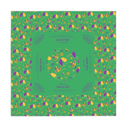 Discover Mardi Gras MAHJONG Tablecloth, With Instructions, Size 55 x 55, Learning to play, Beginner