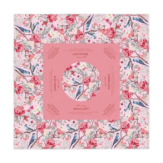 Discover Mahjong Tablecloth, Birdie Design, Pink and Blue Decor, Mahjong Lover Gift, Game Night Decor, Chinoiserie Playful Table Cover