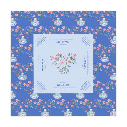 Discover Mahjong Tablecloth, Spring Flowers, Game Night, Chinoiserie Vase, Pink, Hostess Gift, Table Cover, 55x55, Beginner Friendly, Instructions