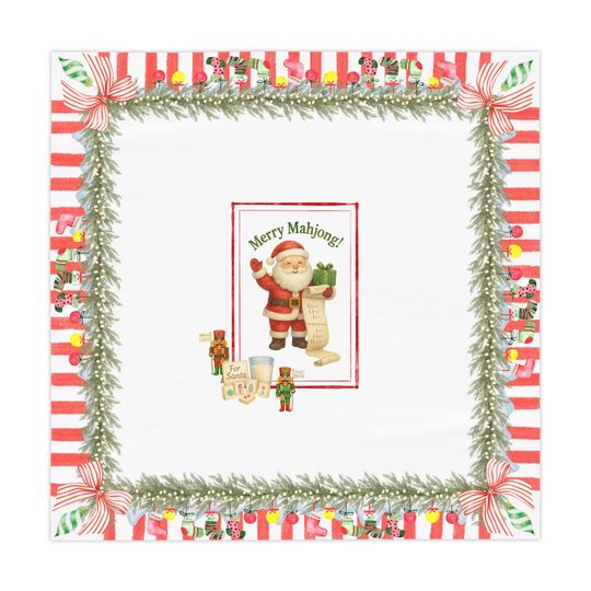 Christmas Mahjong Mat: Santa, Nutcrackers & Peppermint Stripes