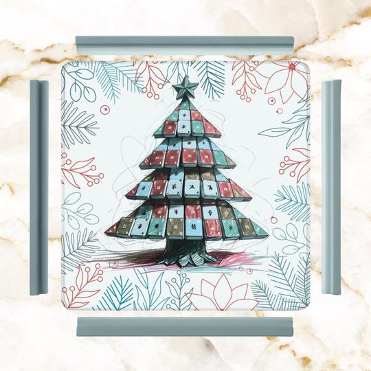 Discover Watercolor Mahjong Christmas Mat: Tile Tree Design