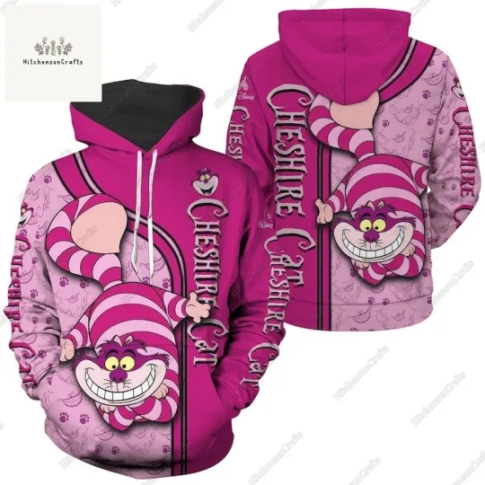 Disney Cheshire Cat 3D Hoodie, Zip Hoodie, Alice in Wonderland