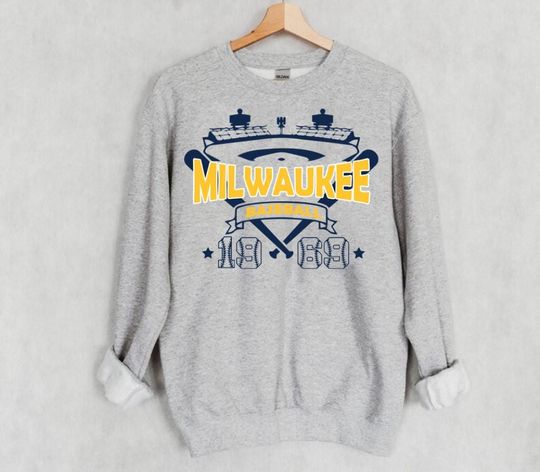 Discover Vintage Milwaukee Baseball Retro Stadium With Est Number 1969 Sweatshirt