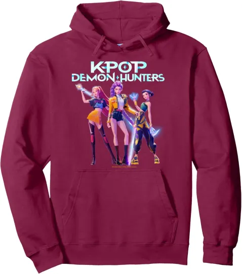 Discover KPop Huntr/x Demon Heroic Poses Hunters Group Shot Unisex Hooded Sweatshirt