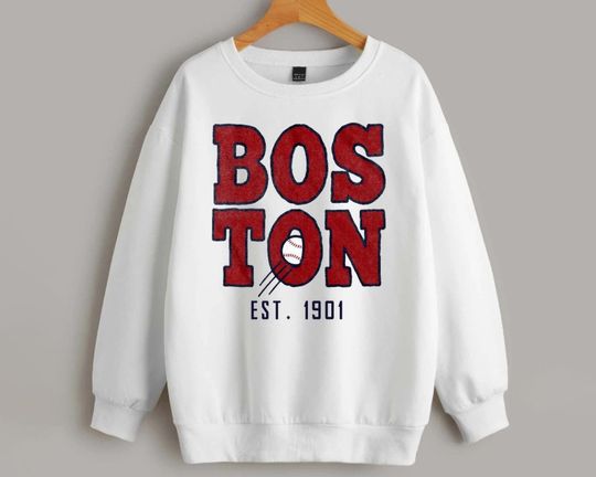 Discover Vintage Boston Baseball Typography EST 1901 Classic Unisex White Sweatshirt