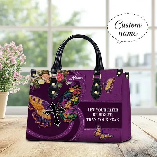Discover Custom Christian Floral Leather Handbag