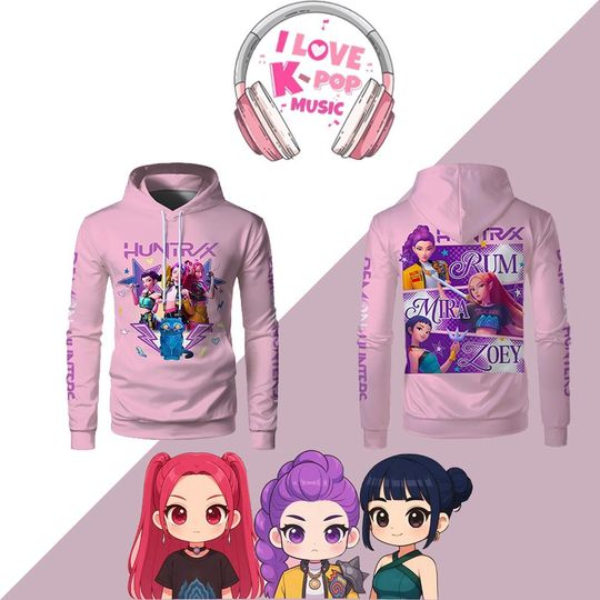 Discover Spring And Autumn Kpop Demon Hunter Pattern Hoodie Y2k Street Fashion