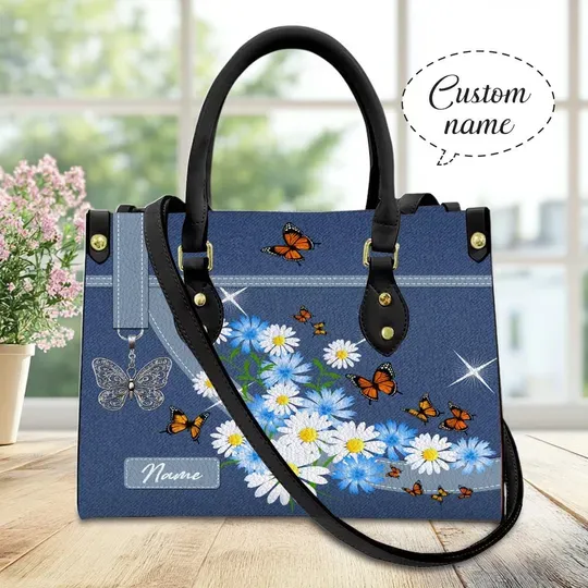 Discover Custom Butterfly Leather Handbag, Elegant Everyday Bag