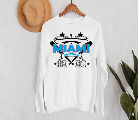 Discover Vintage Miami Baseball Retro Stadium With Est Number 1993 Sweatshirt