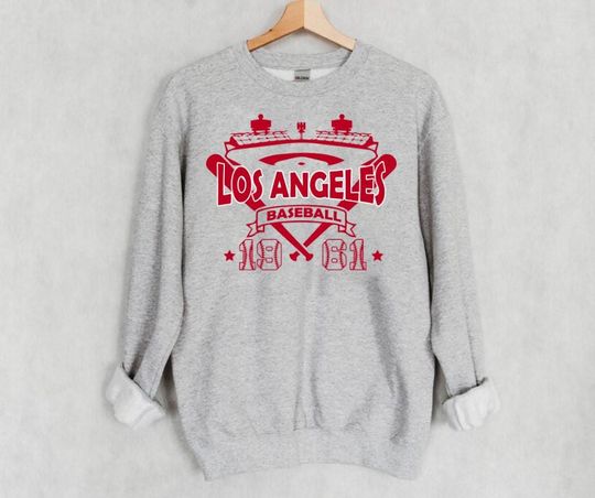 Los Angeles Baseball Red Vintage Stadium With Est Number 1961 Sweatshirt
