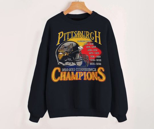 Discover Pittsburgh Football Conference Champions Vintage Black Sweatshirt