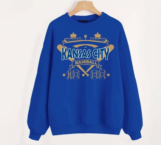Discover Kansas City Baseball Vintage Stadium With Est Number 1969 Royal Blue Sweatshirt