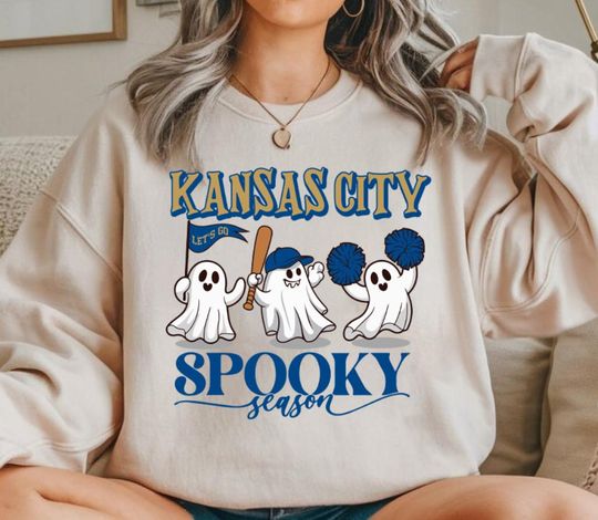 Discover Kansas City Baseball Spooky Season Cute Vintage Sweatshirt