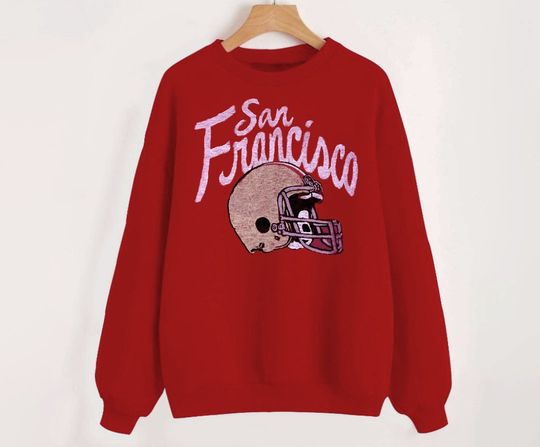 Discover Vintage San Francisco Football Classic Helmet Red Sweatshirt