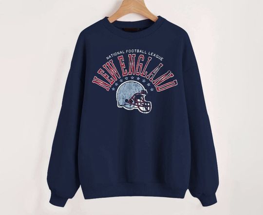Discover Vintage New England Football Classic Helmet Navy Sweatshirt