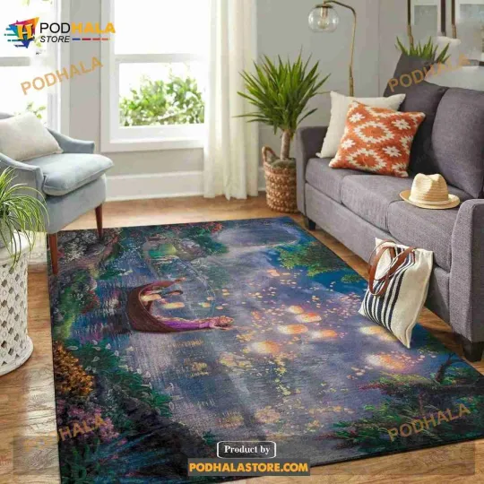 Discover Rapunzel And Flynn Rider By The River Disney Living Room Area Rug, Home Decor
