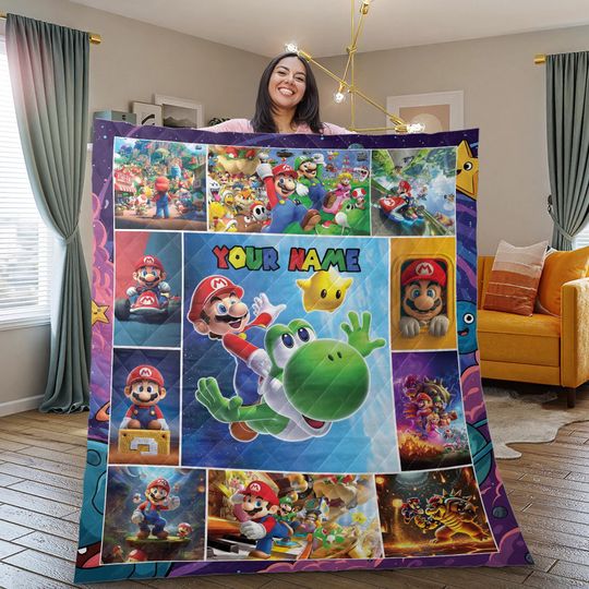 Personalized Super Mario Fleece Blanket